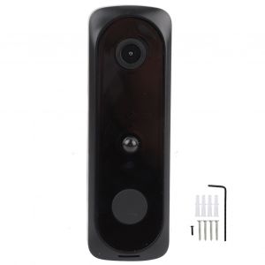 Sonnette video intelligente sans fil HD 1080p, vision nocturne, systeme d'acces etanche, noir - Neuf