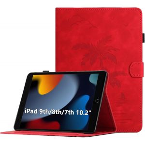 Naeryut-Coque Pour Ipad 8th Gen/7th Gen/Ipad Pro 10.5""/Ipad Air 3rd Gen,Housse De Protection Multi-Angles Étui En Cuir Pu Avec Fente Pour Carte,Auto Réveil/Sommeil,Rouge - Neuf