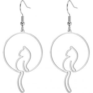 Kal-Boucles D'oreilles En Forme De Chat De Lune Pendentif Queue De Chat Bijoux Uniques En M&eacute;moire De Chat Pour Les Femmes Et Les Hommes - Neuf