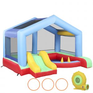 Ch&acirc;teau Gonflable 4 En 1 Trampoline, Toboggan, Piscine, Jeu D'adresse - Neuf