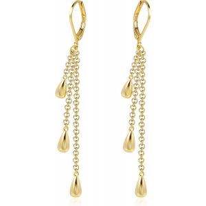 Kal-Crochet D'oreille Français Chaîne En Forme De O Goutte D'eau Perle Pendentif Boucles D'oreilles S925 Boucles D'oreilles Pour Femmes (Goutte D'eau De 5mm Or Et Argent) - Neuf