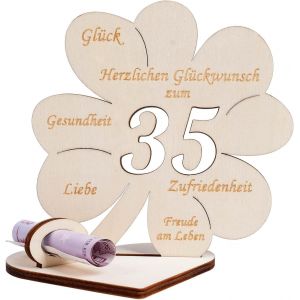 Tzf-Cadeau D'anniversaire, Trèfle À Quatre Feuilles Porte-Bonheur Pour 35 Ans, Pour Femmes Et Hommes, Cadeau En Bois, Livre D'or Pour Anniversaire, Mariage, Décoration De Table Personnalisée - Neuf