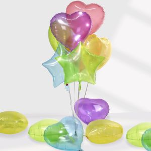 SJZG-30 Pi&egrave;ces Ballons De Gel&eacute;e Transparents De 18 Pouces En Forme De Coeur, Ballons En Aluminium, Ballons &Agrave; H&eacute;lium, Avec Ruban De Corde De 20 M, Livr&eacute;s Pour Les F&ecirc;tes, Anniversaires, Saint-Valentin - Neuf