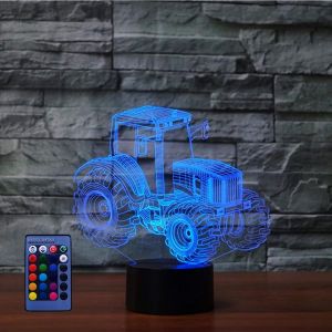 Cheng-Illusion 3d Tracteur Led Lampe Art D&eacute;co Lampe Lumi&egrave;res Led D&eacute;coration Lampes Contr&ocirc;le &Agrave; Distance 7/16 Couleurs Change Veilleuse Usb Powered Enfants Cadeau Anniversaire No&euml;l Cadeaux - Neuf