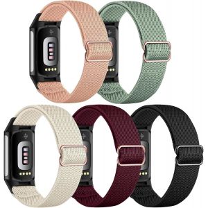 5 Pack Bracelet &Eacute;lastique Compatible Avec Fitbit Charge 6/5, Bracelets De Sport Souples Ajustables Et Respirants Pour Femmes Et Hommes - Neuf