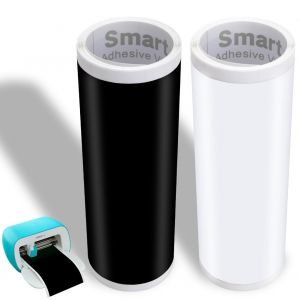 Lot De 2 Rouleaux De Film Adhésif Intelligent En Vinyle Permanent Pour Cricut Joy-14 X 300 Cm-Noir Et Blanc-Film De Transfert Autocollant En Vinyle-Pour Bricolage Tasses,Voitures,Bannières, - Neuf