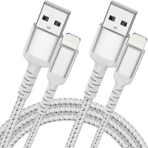 Lot De 2 Câbles De Charge Pour Iphone - 1 M - Certifié Mfi - En Nylon - Pour Iphone 14 13 12 11 Pro Max Xs Xr X 8 7 6 Plus Se - Neuf
