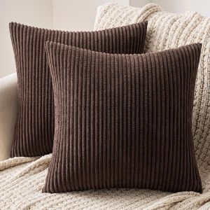 Cauc-Lot De 2 Decorative Housse De Coussin En Velours C&ocirc;tel&eacute; Canap&eacute; Taie D'oreiller Douce Pour Maison Salon Chambre Lit Clic Clac 40x40 Cm Chocolat - Neuf