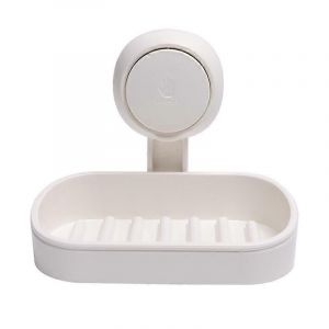 Porte-savon à ventouse réutilisable sans perçage 1 seconde installer Porte-savon de douche Charge 5kg Salle de bain Douche Mur Carrelage Support étanche - Blanc - Neuf