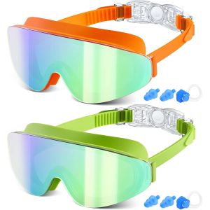 Letnerny-Lot De 2 Lunettes De Natation Pour Enfants De 6 À 12 Ans, Sans Monture Pour La Natation, Anti-Buée, Imperméables, Garçons Et Filles - Neuf