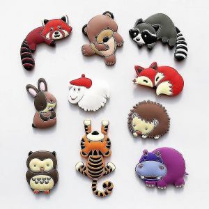 10 pièces aimants de réfrigérateur,aimants de réfrigérateur avec de beaux animaux,aimant de réfrigérateur en silicone 3d avec des animaux,adapté à l'école,tableau blanc à la maison - Neuf