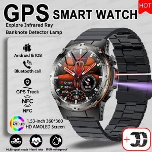 2025 Nouveau Gps Sport Montre Intelligente Hommes Nfc Fréquence Cardiaque 100+Sport 3Atm Étanche 500Mah Infrarouge Hd Bluetooth Appel Montre Pour Huawei.Black Steel B 2A.Outdoor Watch - Neuf