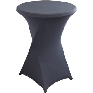 SJZG-Stretch Nappe Housse Lavable Nappe Mange Debout Ronde Protection Pour Bar Table De Banquet De Mariage Table Cocktail Haute De Bistro (Gris Fonc&eacute;, &Oslash; 60-65 Cm) - Neuf
