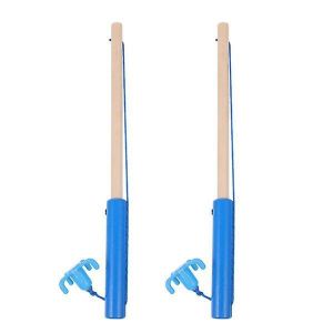 Lot de 2 cannes &agrave; p&ecirc;che magn&eacute;tiques en bois pour enfants - Jouets de p&ecirc;che durables, s&ucirc;rs et amusants pour les enfants, parfaits pour le jeu et le d&eacute;veloppement des comp&eacute;tences sociales ! - Neuf
