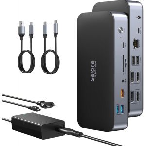 acdsgd-Docking Station DisplayLink Station d'accueil USB C Dual Monitor pour MacBook M1/M2, 15 en 1 Dock USB C 2 HDMI 2 Displayport, 2.5G Ethernet, PD 120W, USB C 3.1, USB 3.1/3.0/2.0, SD/Micro SD, Audio - Neuf