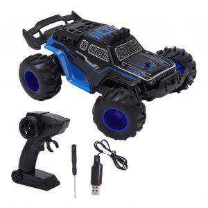 Voiture telecommandee 2,4 G a l'echelle 1:24, vehicule tout-terrain RC haute vitesse 18 km/h, jouet electronique pour enfants, bleu - Neuf