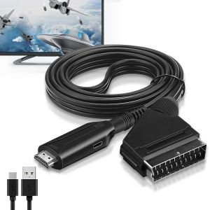 Adaptateur Péritel vers HDMI,Convertisseur Péritel vers HDMI avec câble HDMI,Scart vers Hdmi Convertisseur Audio Vidéo pour TV,VHS VCR,DVD Blu Ray - Neuf
