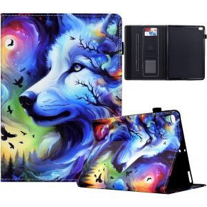 Coque Pour Ipad 6th/5th Generation 9.7"" (2017/2018) Etui Tablette Housse Pu Cuir Flip Support Portefeuille Protection Tablette Pour Ipad 9.7"" 6th/5th Gen Coque,Le Loup &Eacute;toil&eacute;[Coq9128861] - Neuf