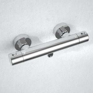 Mitigeur de Douche Thermostatique &agrave; fixation murale anti-br&ucirc;lure, Robinet Douche avec Contr&ocirc;le de Temp&eacute;rature Constant pour Douche et Baignoire Chrome - Neuf