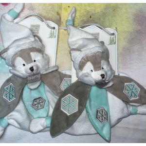 Doudou Chien Husky Ho Studio Blanc Gris Lot De Deux Doudous Chiens Phosphorescent - Neuf