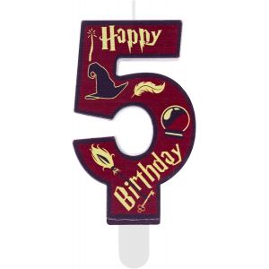 SANSH-Bougie Chiffre 5 Anniversaire École de Magie - Décoration de Gâteau pour Enfants 5 Ans, Thème Sorcier Garçon et Fille, Accessoires Anniversaire Magique pour Fête d'Enfant - Neuf