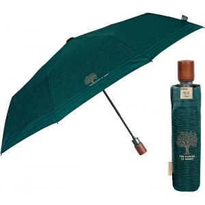 Green Parapluie Pliant Pour Homme Avec Manche En Bois - Parapluie Automatique Ecologique Très Solide Résistant Au Vent - Parapluie Mini Pratique Portable Durable - Diamètre 96 Cm - Neuf