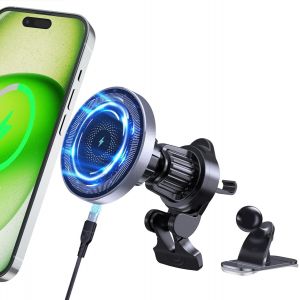Chargeur Magsafe Voiture 15W, Magn&eacute;tique Chargeur sans Fil Voiture pour iPhone 17/16/15/14/13/12 Serie,360&deg; Support de T&eacute;l&eacute;phone magn&eacute;tique pour Voiture - Neuf