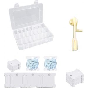 Kalanka-Bobine Plaque De Fil,Bo&icirc;te De Rangement Pour Fil &Agrave; Broder,Coudre Bobines Rangement Set,100pc Cartes De Rangement Avec 1 Enrouleur De Fil Pour Manuels Point De Croix Bricolage Couture Accessoi - Neuf