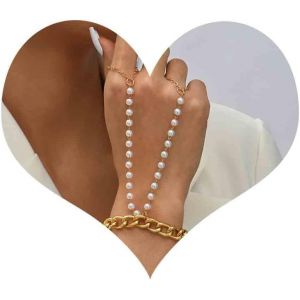 Asas-Doigt Anneau Bracelet Perle Main Chaîne Gourmette Chaîne Bracelet Esclave Bracelet Main Harnais Bijoux Pour Femmes Filles - Neuf