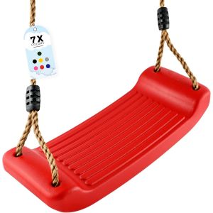 Balançoire d'extérieur pour enfant - Siège de balançoire d'intérieur - Corde de balançoire, siège de balançoire - Hauteur - Réglable - Antidérapant - Couleur : Rouge - Neuf