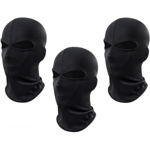Maas-3 Pcs Cagoule Masque De Ski 2 Trous, Cagoule Moto Balaclava Hiver Tour De Cou Homme Femme Coupe, Protection Uv, Charpe De Cou D'été Pour Vélo Snowboard Chaud Sous Casque, Taille Unique (Noir) - Neuf