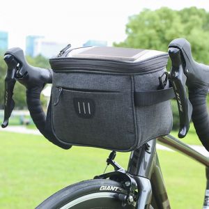 Sac De Guidon Pour V&eacute;lo 5l, Imperm&eacute;able Avec Poche Tactile Pour Smartphone, Compartiment Spacieux Et Sangle D'&eacute;paule Amovible, Compatible V&eacute;los Et Trottinettes &Eacute;lectriques - Neuf