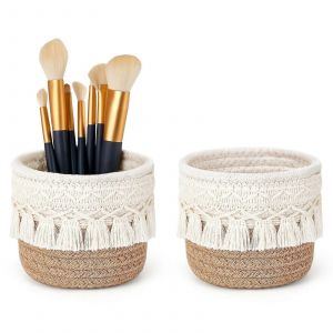 Macrame Brosse De Maquillage Organisateur De L'ensemble 2 Pi&egrave;ces Bobo D&eacute;cor De Paniers Multi-Pack Vanity De Rangement Pour Pinceaux De Maquillage - Neuf