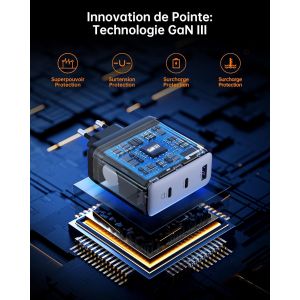 Chargeur Macbook Pro, 120W Chargeur Usb C Compatible Pour Macbook 16/15/ 14/13 Pouces, Macbook Air 2020/2019/ 2018, Ipad Pro, Hp, Gan Chargeur Rapide Usb C Avec 1 C&acirc;bles - Neuf