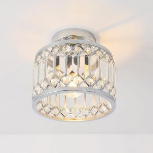 Ulteronixshop-Lustre Cristal Argent, Lustre Salon Moderne E27, Plafonnier Cuisine &Oslash;205mm, Lampe Plafond Couloir, Petite Chambre, Salle &Agrave; Manger - Neuf