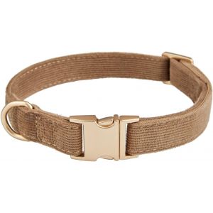 Eryi-Collier Pour Chien Ultra Doux En Velours Côtelé Naturel Fabriqué Pour Les Chiens De Taille Moyenne À Peau Sensible, Marron Café - Neuf