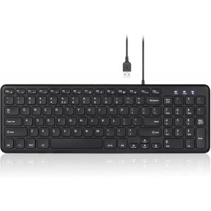 Periboard-213U, Clavier Qwerty Us Compacte Silencieux Sans-Fil ¿ Clavier Chiclet Avec Touches Ciseaux Silencieuses Et Touches Multimédia Pour Windows - Noir - Neuf