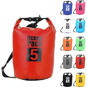 5l Sac Étanche Polyvalent,2l/5l/10l/15l/20l/30l Rouge Waterproof Dry Bag Avec Longue Bandoulière Réglable Sac À Dos Confort Imperméable Pour Bateau/Kayak/Pêche/Rafting/Natation/Camping/Snowboard - Neuf
