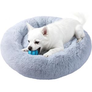 Panier Pour Petit Chien,Niche Moelleuse Et Confortable Pour Chat, Panier Chien Moelleux, Lavable, Fond Antid&eacute;rapant, Diam&egrave;tre 60 Cm, Gris - Neuf