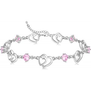Kal-Cadeau Femme La Saint-Valentin Bracelet Femme Argent Sterling 925 Bracelet Coeur Or R&eacute;glable Bracelet Breloques Bijoux Femme Cadeau Femme La F&ecirc;te Des M&egrave;res Cadeau De Fin D'&eacute;tudes - Neuf