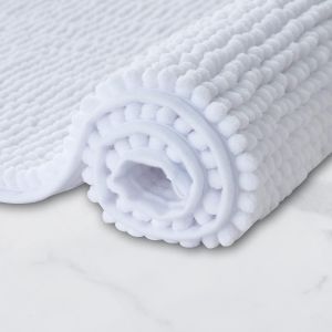 KALANKA-Tapis de Bain Antid&eacute;rapant en Chenille | Super Absorbant et Lavable en Machine | pour la Salle de Bain, Douche, Baignoire ou comme Tapis WC | Blanc - 40x60 cm - Neuf