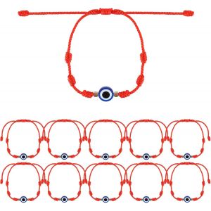 Eryi-10pcs Bracelet Rouge Porte Bonheur Avec 7 N?uds | Bracelet Fil Rouge Contre Le Mauvais Oeil | Bracelet Porte Bonheur | Bracelet Cordon Femme | Bracelet Protection - Neuf
