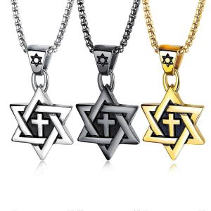 Titane Acier Hexagramme Collier Hommes Cyber Celebrity Style Kwai Hipster Social Guy Dominateur Petit Ami Cadeau D'anniversaire Mode Exquise - Neuf