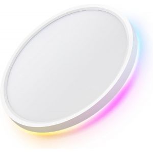 Plafonnier Led Dimmable Smart 24w Avec Télécommande Et Contrôle Wifi U2013 Lampe De Plafond Ultra Plate Avec Rétroéclairage Rgb, Compatible Alexa & Google Assistant, Pour Salon Et Chambre - Neuf