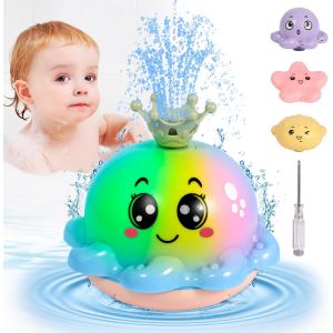 Kal-Jouets De Bain De Pieuvre, Jeux De Bain Pour Bebe Enfant 1 2 3 4 Ans, Jouet De Pieuvre Bain Avec Lumi&egrave;re Led 3 Couleurs, Automatique Jet D'eau Jouets De Pour B&eacute;b&eacute; - Neuf