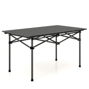Table De Camping Pliable 95 X 55 X 50 Cm Pour 4 &Agrave; 6 Personnes Design L&eacute;ger Et Robuste En Aluminium Noir Helloshop26 20_0019668 - Neuf