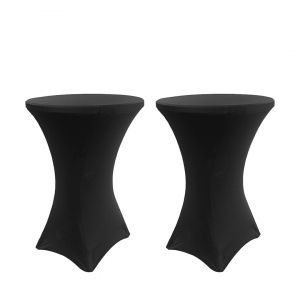 Housse De Table Haute Rev&ecirc;tement &Eacute;lastique Table Bistro Bar, &Oslash;80 Cm / Noir,Lot De 2 - Neuf