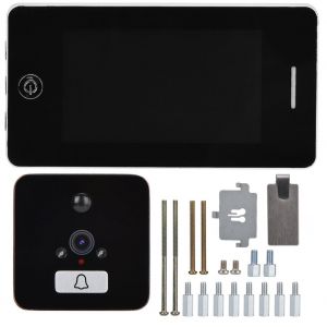 Sonnette electrique intelligente 960P de 4,3 pouces, visionneuse de porte, judas, camera de securite, dore - Neuf