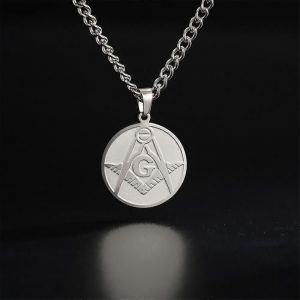 Collier Pendentif Ma&ccedil;onnique Vintage Pour Hommes En Acier Inoxydable Franc-Ma&ccedil;on &Eacute;nergie Colliers Gothique Religieuse Amulette Bijoux Cadeau - Neuf