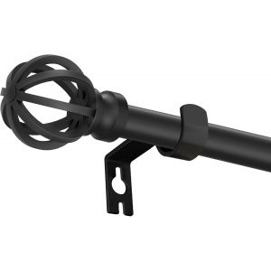 Tringle à rideaux courte en acier inoxydable,réglable,76 à 210 cm,avec supports design,1,6 cm de diamètre,pour cuisine/balcon,noire - Neuf
